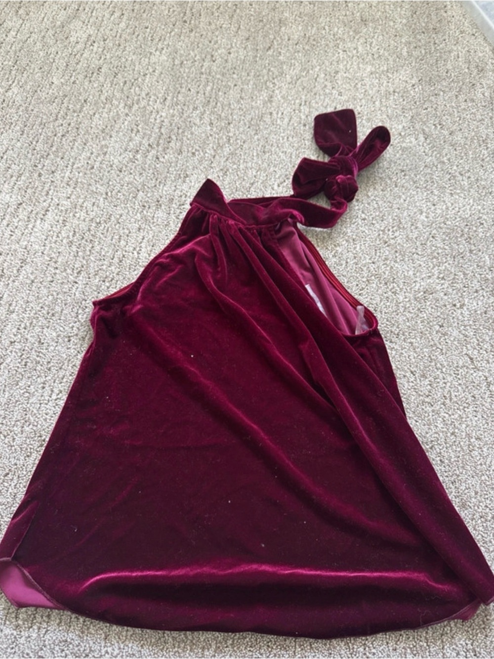 Velvet One-Shoulder Burgundy Top with Bow Detail